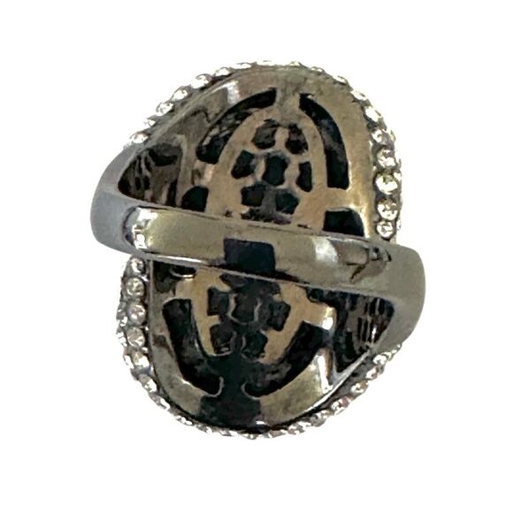 Walid Akkad Blue & White Pave Dome Cocktail Statement Ring - Picture 10 of 11